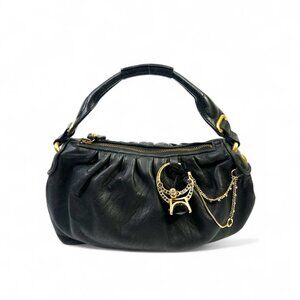 Juicy Couture Vintage Y2K Leather Hobo Bag W/ Oversized Ring Chain